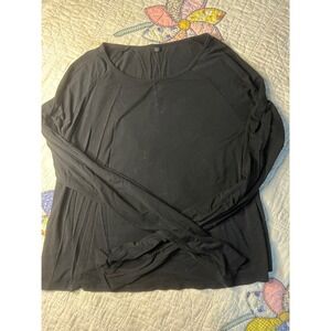 Black Activewear Long Sleeve Thumbhole Tulip Back Crossover Top Large